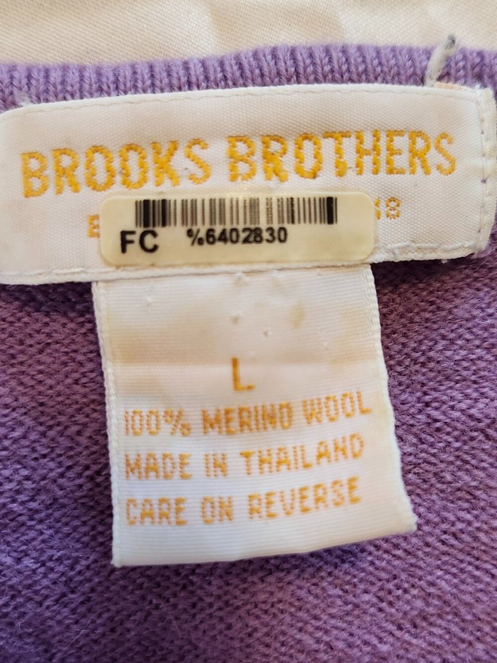 Brooks Brothers Purple 100% Merino Wool Pullover Sweater Size Large - Picture 5 of 7